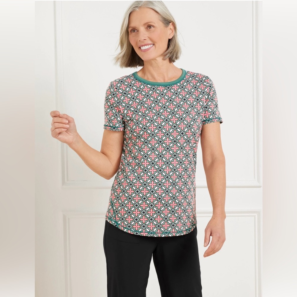 SUPERSOFT JERSEY SHORT SLEEVE TEE - HIGH TIDE TILE SIZE PETITE NWT